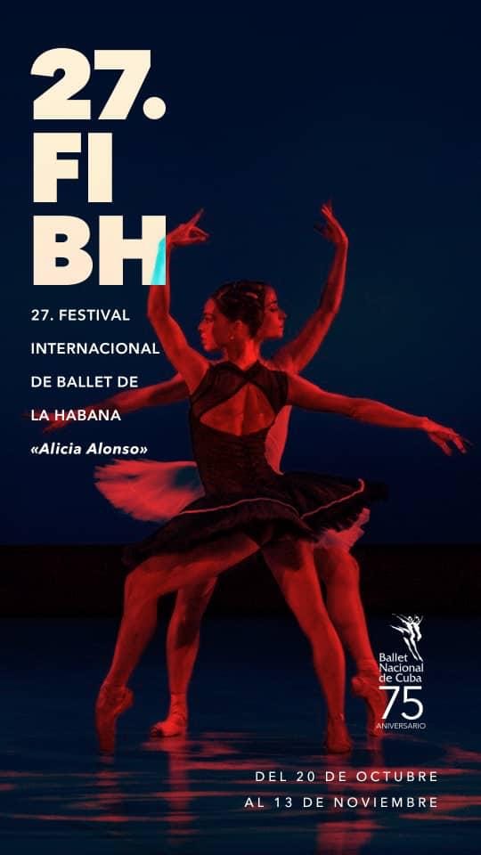 Cartel del 27 FIBH dos bailarinas en rojo